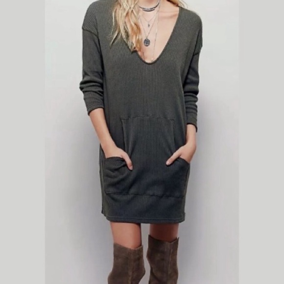 Free People Other - S FREE PEOPLE BEACH | Phoenix Ribbed Mini Hoodie Swimsuit Cover Up Dress Black